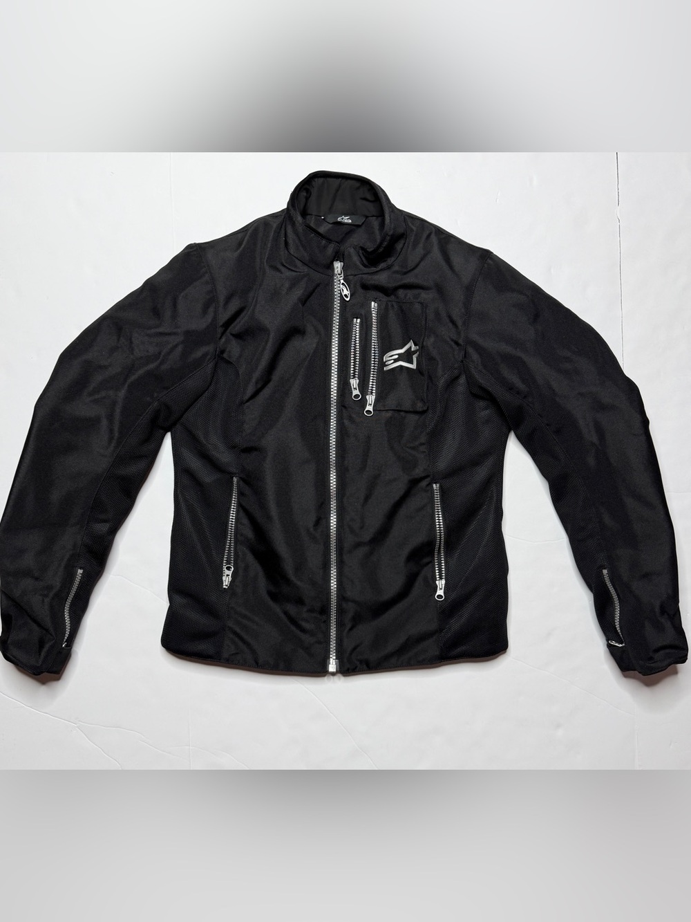 Black Moto Mesh Jacket Women’s Small Lightweight Racing Style Zip Up Stella